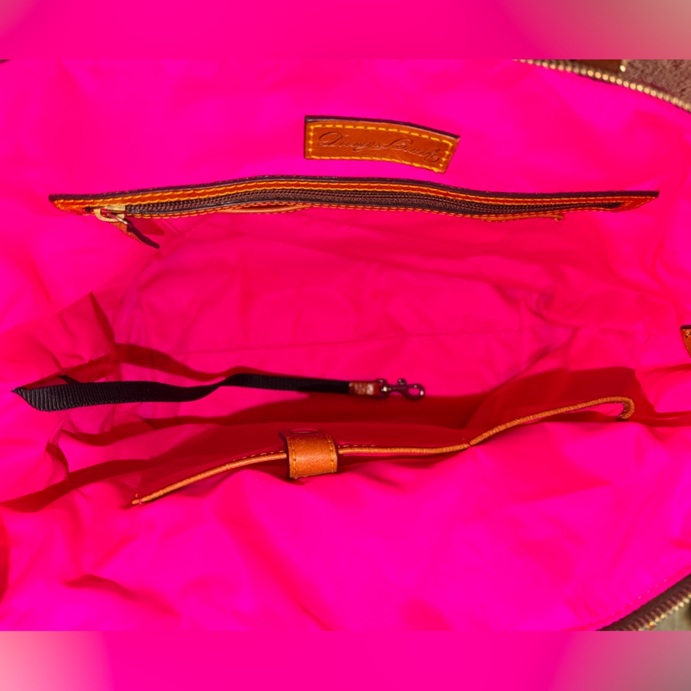 Dooney & Bourke Nylon Pink Satchel Tote Bag w/ Leather Trim & Shoulder Strap - Picture 7 of 17